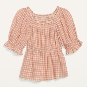 Old Navy Gingham Puff Sleeve Top